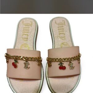 Juicy Couture Blush Slides with Gold Accents